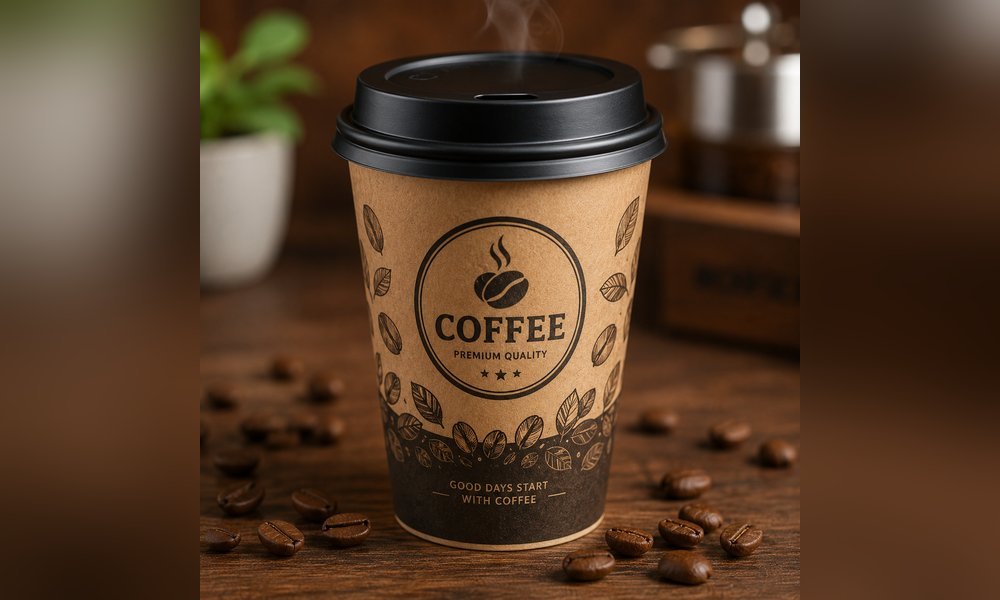 Custom branded paper coffee cups and iced coffee cups manufactured by Elite Pack Labs